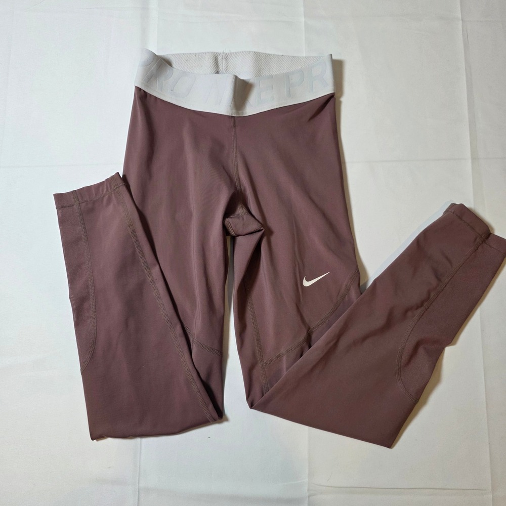 Nike Pro Dri-FIT Womens Mauve Mesh Panel Compression Leggings XS 445591-661173‎